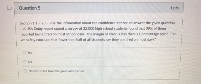Solved D Question 5 1 pts Section 1.1-23 - Use the | Chegg.com
