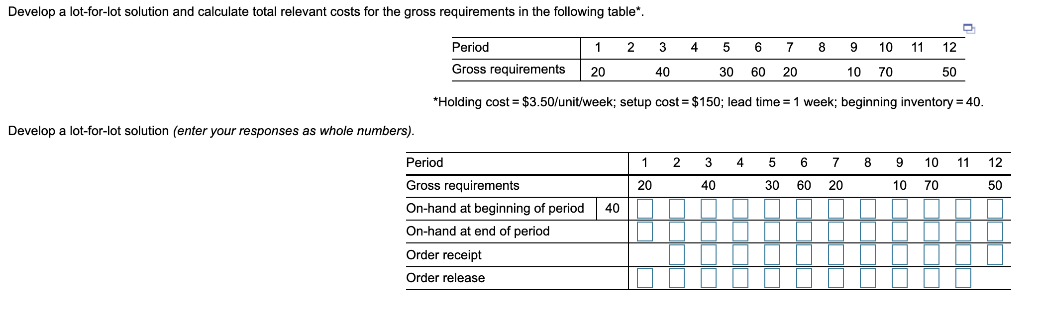 Solved Develop a lotforlot solution and calculate total