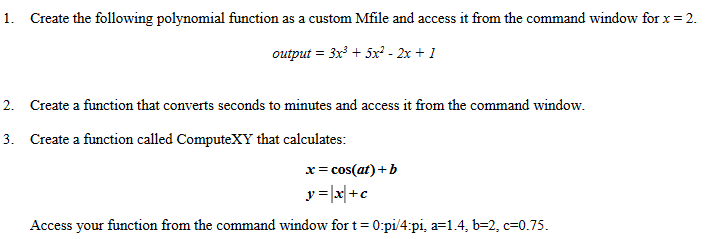 Solved 1. Create the following polynomial function as a | Chegg.com