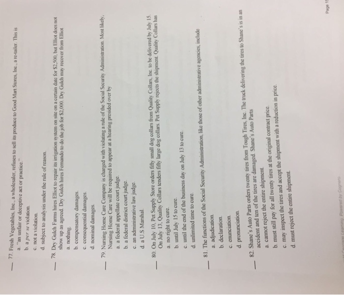 Solved Fresh Vegetables, Inc., a wholesaler, refuses to sell