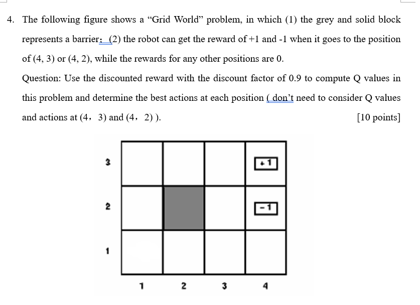 4. The following figure shows a “Grid World” problem, | Chegg.com