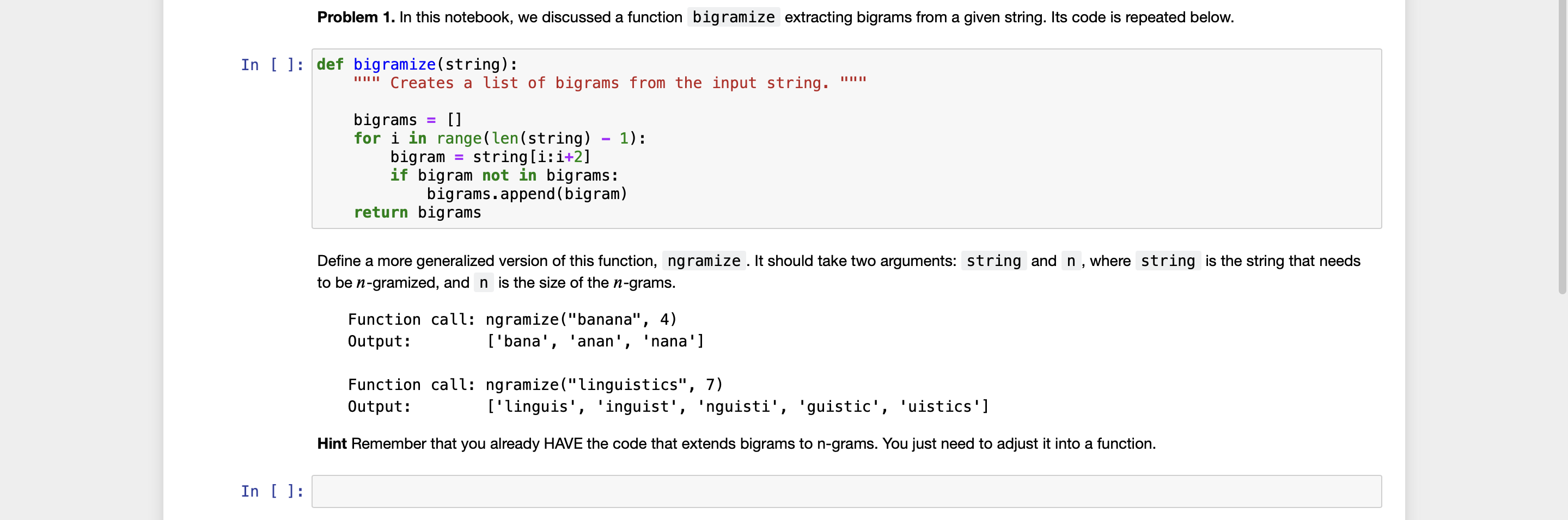Solved Problem 1. In this notebook, we discussed a function | Chegg.com