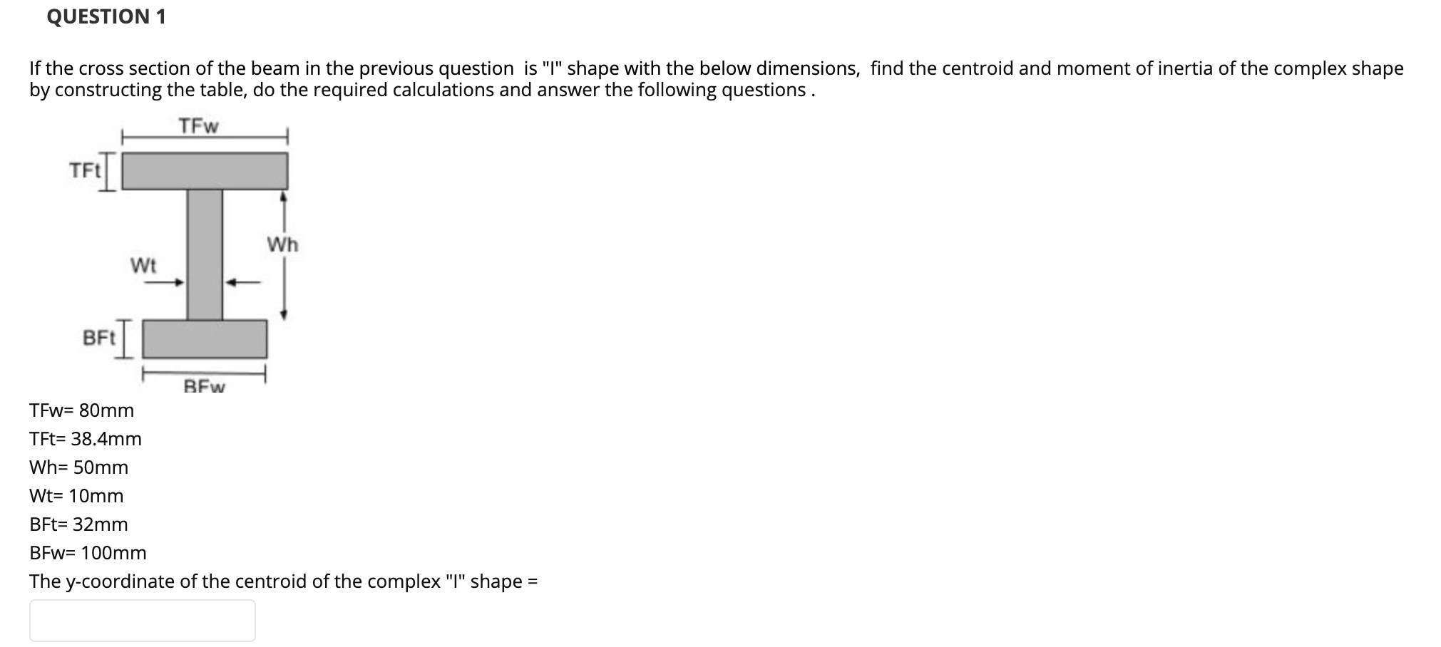 Solved QUESTION 1 If The Cross Section Of The Beam In The | Chegg.com