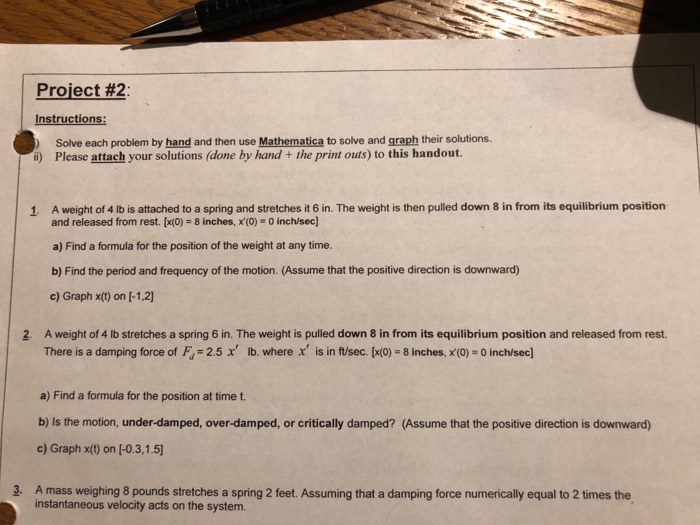 Solved Project #2 Instructions: ) Solve each problem by hand | Chegg.com
