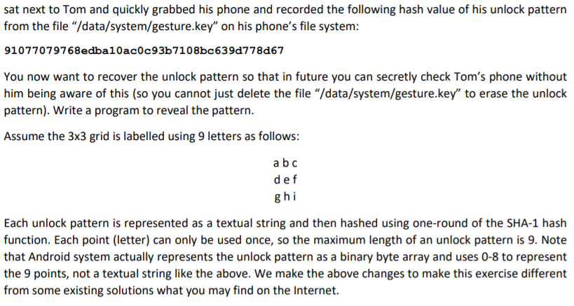 Solved Exercise 4: Breaking a graphical password (an Android | Chegg.com