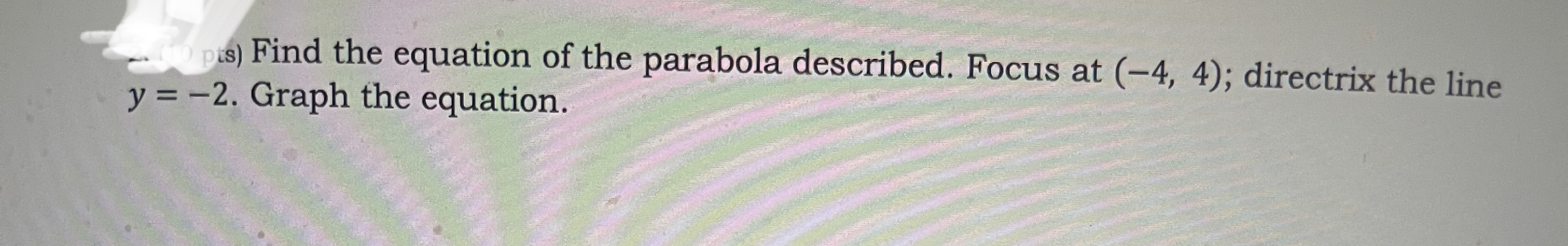 Solved is) Find the equation of the parabola described. | Chegg.com