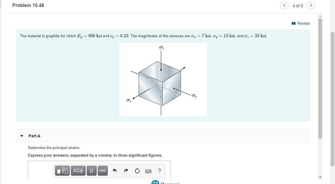 Solved Problem 10.48 4 of 9 Review The material is graphite | Chegg.com