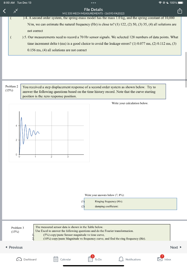 4 a second order system the spring mass model has chegg
