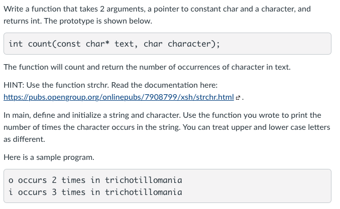 Solved Write a function that takes 2 arguments, a pointer to | Chegg.com