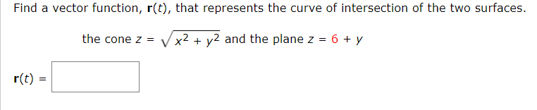 Solved Find a vector function, r(t), that represents the | Chegg.com