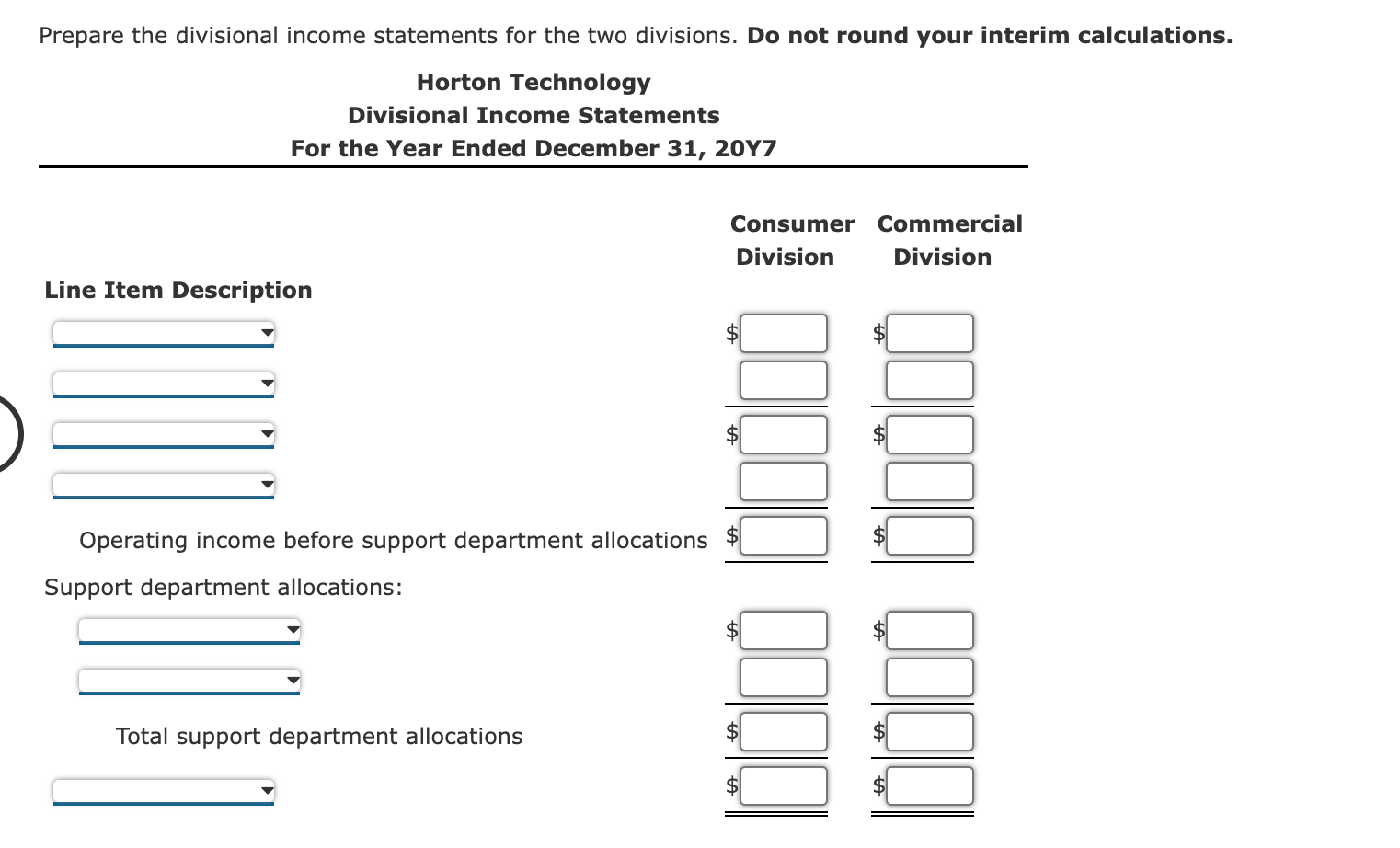 Solved Divisional income statements with support department | Chegg.com