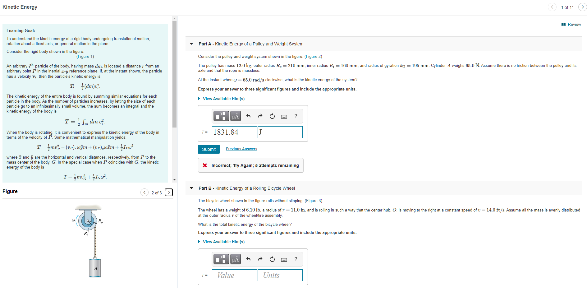 Solved Review Part A Energy of a Pulley and Weight