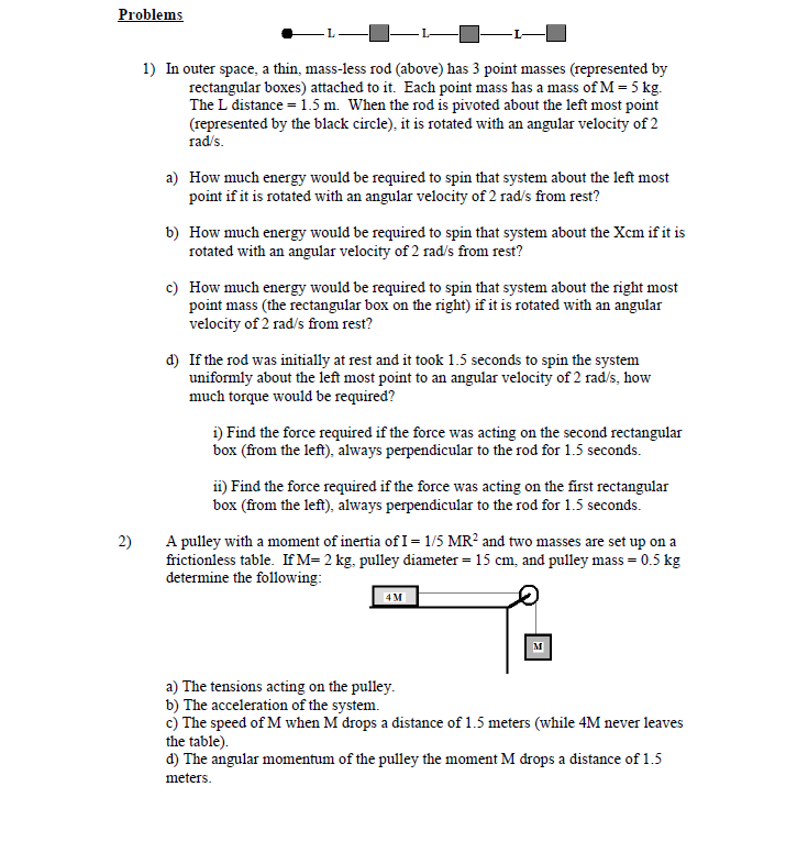 Solved 2) A pulley with a moment of inertia of I = 1/5 MR2 | Chegg.com