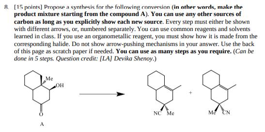 Solved 8 [15 points) Propose a synthesis for the following | Chegg.com