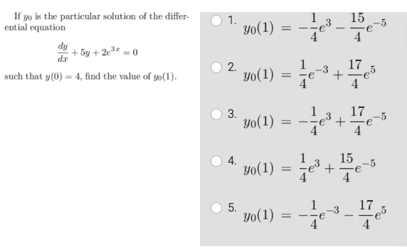 Solved If y0 is the particular solution of the differential | Chegg.com