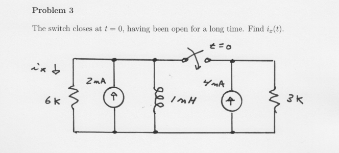 Solved The switch closes at t=0, having been open for a long | Chegg.com