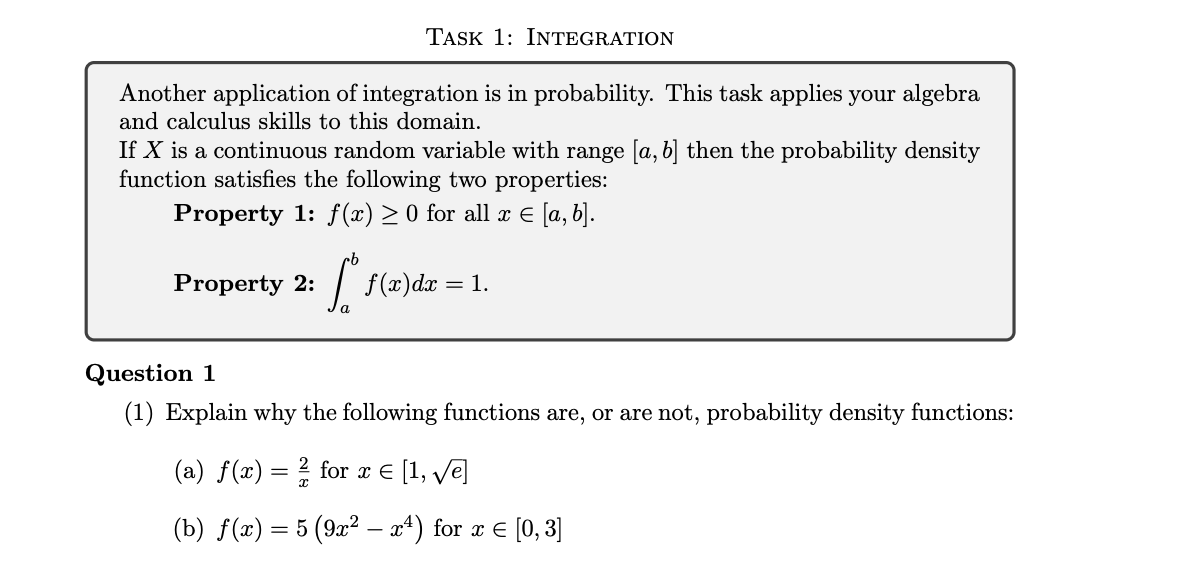 Solved Another application of integration is in probability. | Chegg.com