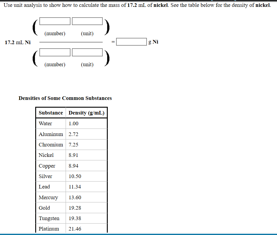 Solved Use unit analysis to show how to calculate the mass