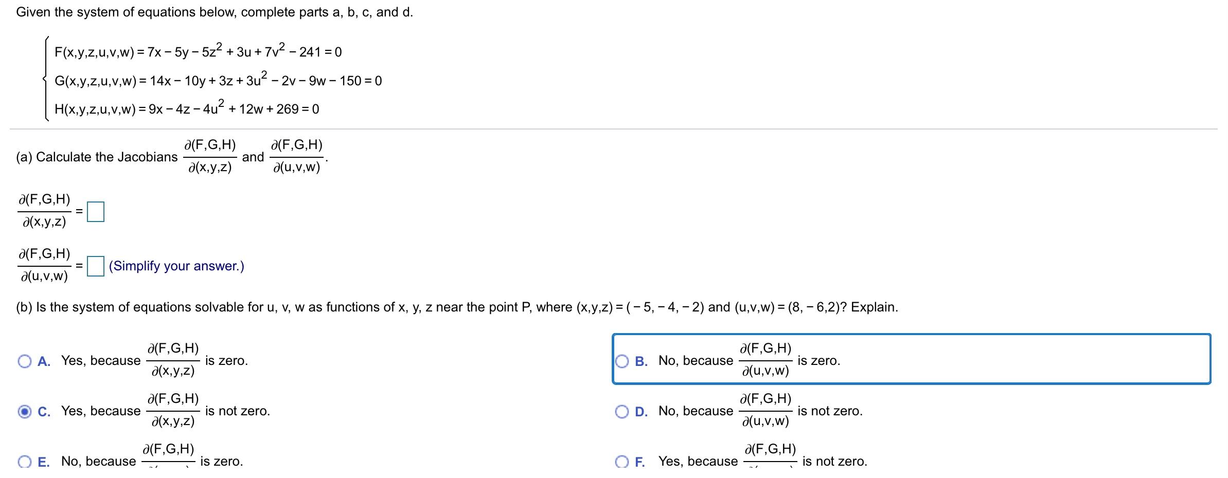 Solved Given The System Of Equations Below Complete Part Chegg Com