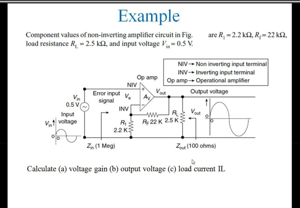 Solved Example Component Values Of Non-inverting Amplifier 