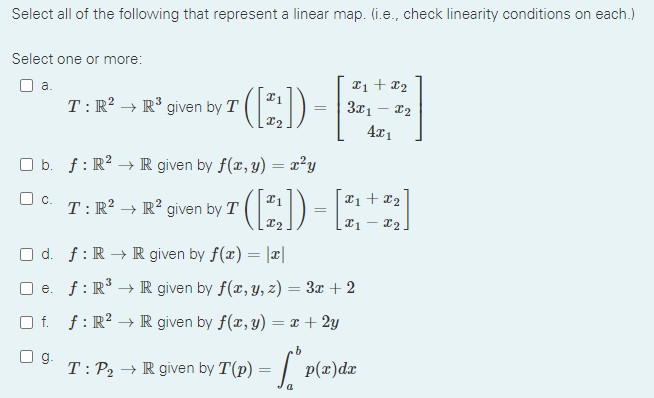 Solved Select All Of The Following That Represent A Linear | Chegg.com