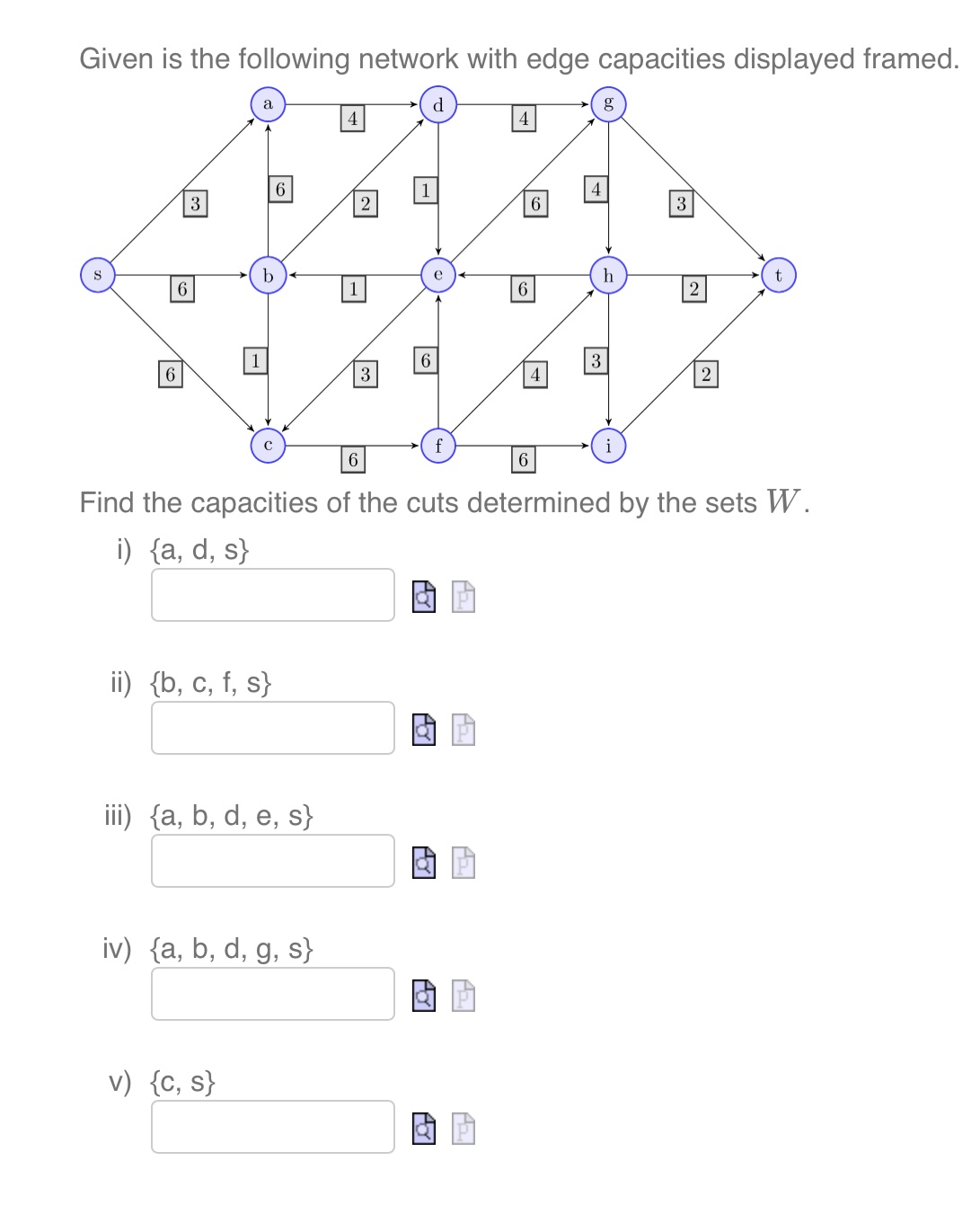 Given is the following network with edge capacities | Chegg.com