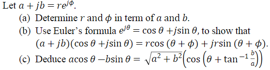 Solved Let a + jb=relo (a) Determine r and o in term of a | Chegg.com