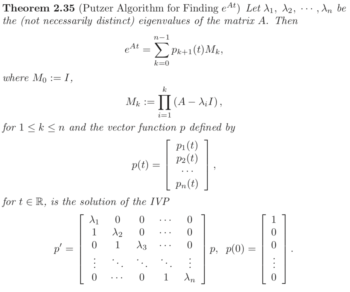 Solved 2.34 Use the Putzer algorithm (Theorem 2.35) to help | Chegg.com