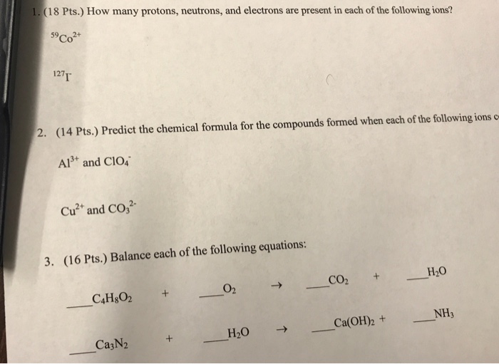 Solved How many protons, neutrons, and electrons are present | Chegg.com