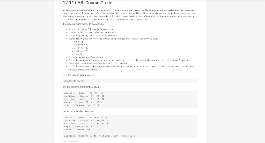 Solved Write a program that reeds the student infonation | Chegg.com