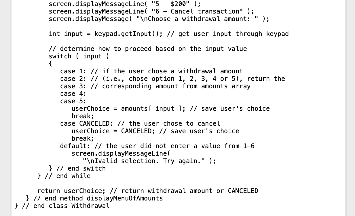 Solved // Deposit.java // Represents a deposit ATM | Chegg.com