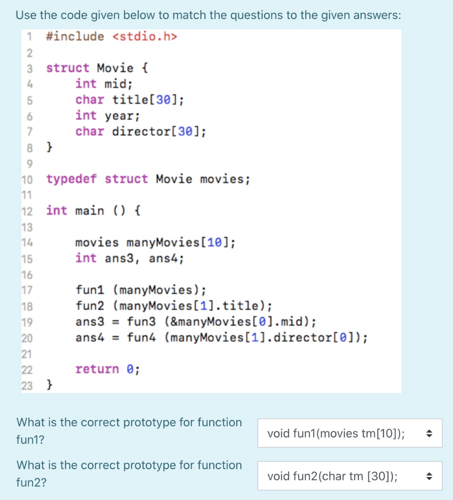 Solved Use the code given below to match the questions to | Chegg.com