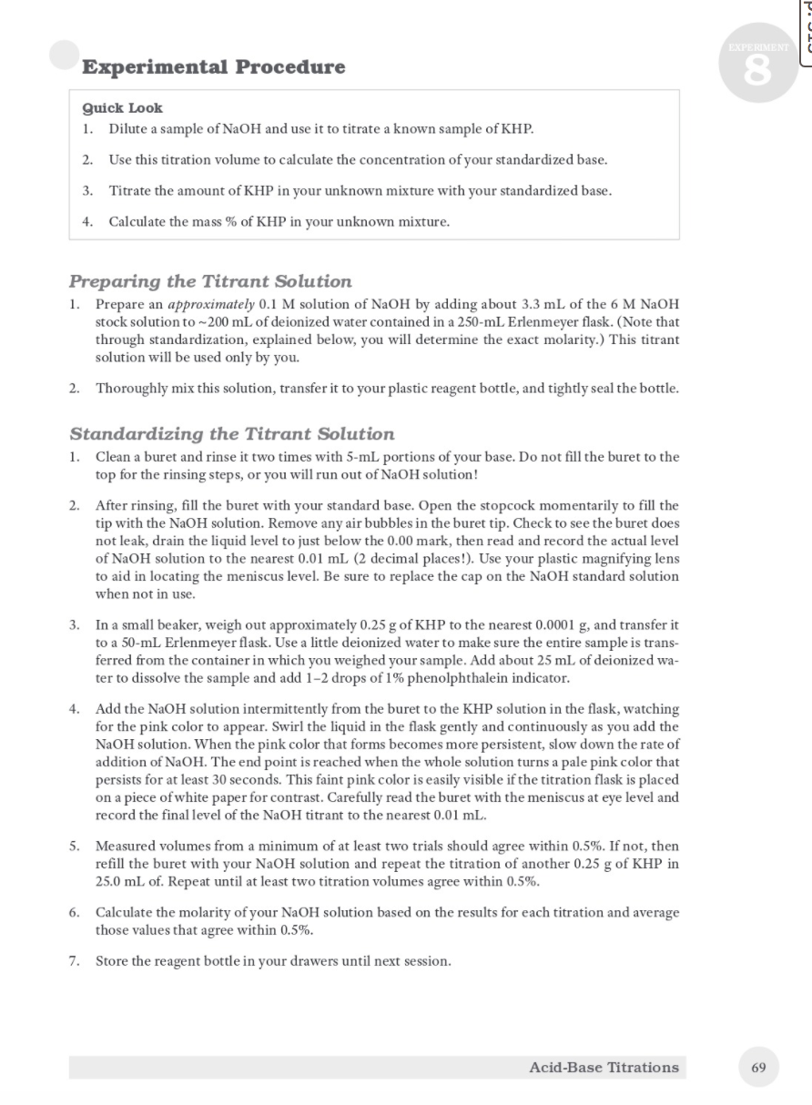 experiment 2 acid base titration matriculation lab report