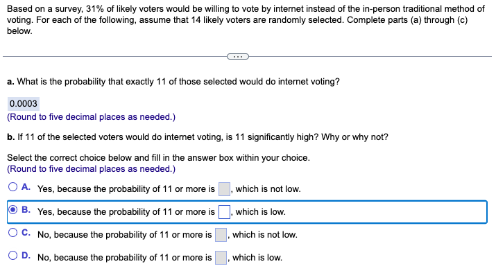 Solved Based On A Survey, 31% Of Likely Voters Would Be | Chegg.com