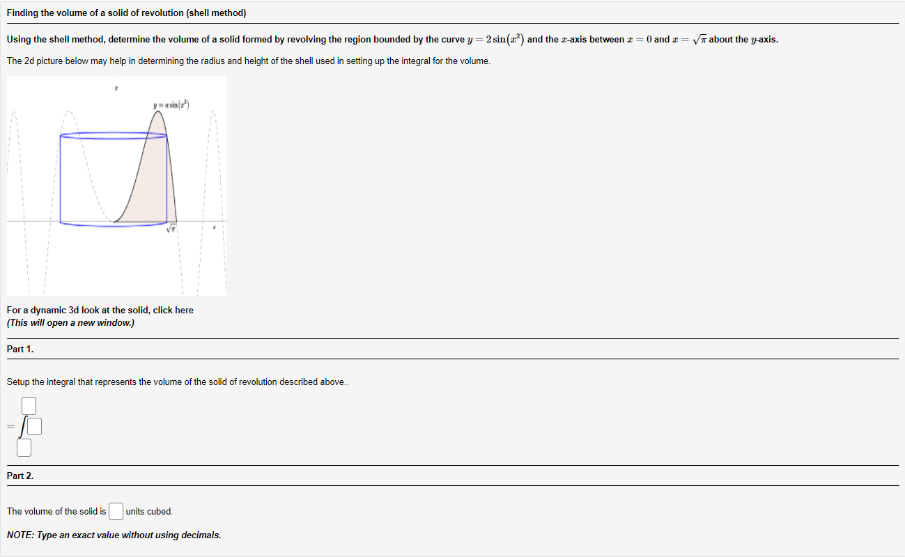 Solved Finding the volume of a solid of revolution (shell | Chegg.com