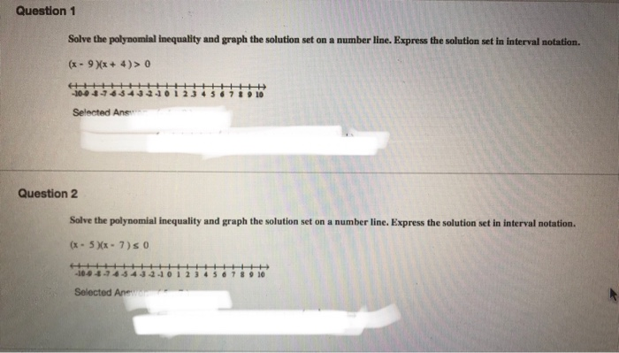 Solved Question 1 Solve the polynomial inequality and graph | Chegg.com