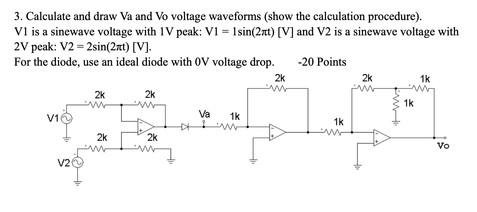 Solved 3. Calculate and draw Va and Vo voltage waveforms | Chegg.com