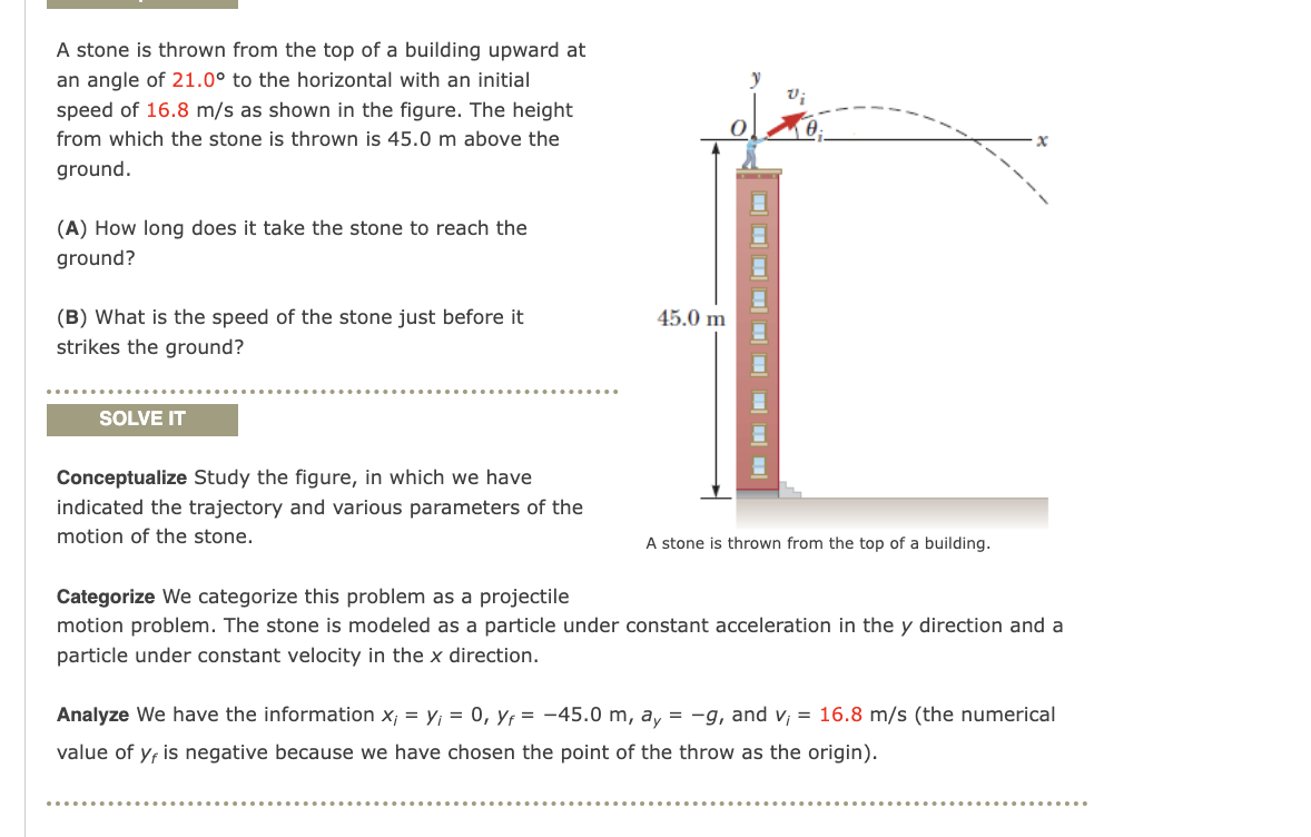 Solved A stone is thrown from the top of a building upward | Chegg.com