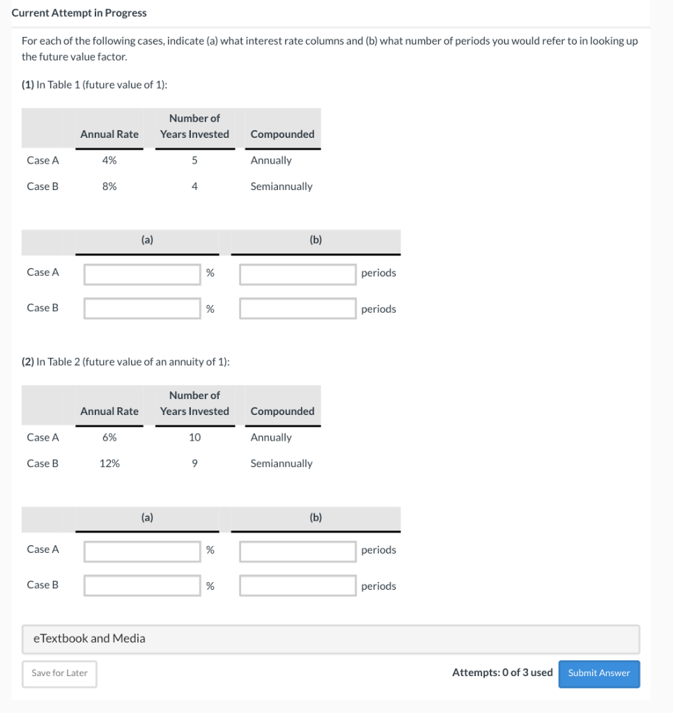 Solved Current Attempt in Progress For each of the following | Chegg.com