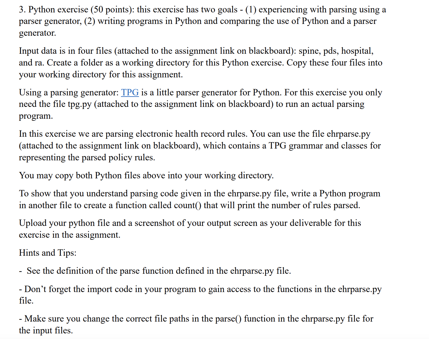 Solved 3. Python exercise (50 points): this exercise has two | Chegg.com