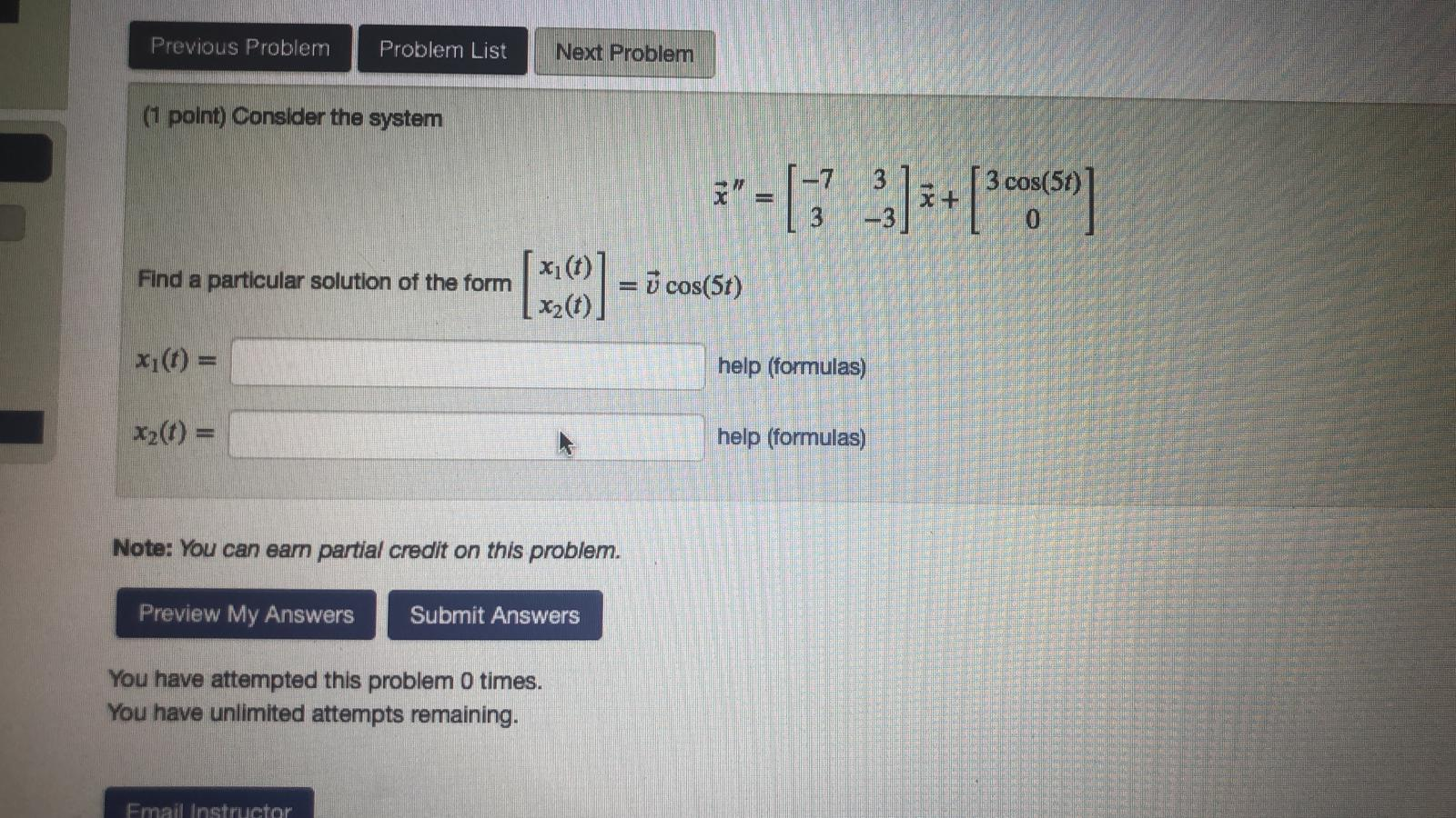 Solved Previous Problem Probler List Next Problem (1 point) | Chegg.com