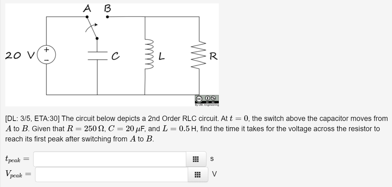 Solved The Circuit Below Depicts A 2nd Order RLC Circuit. At | Chegg.com