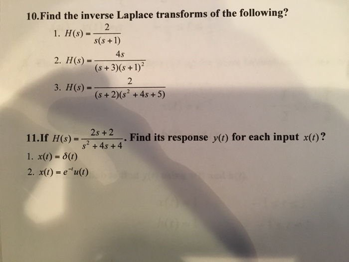 Solved Find The Inverse Laplace Transforms Of The Following? | Chegg.com