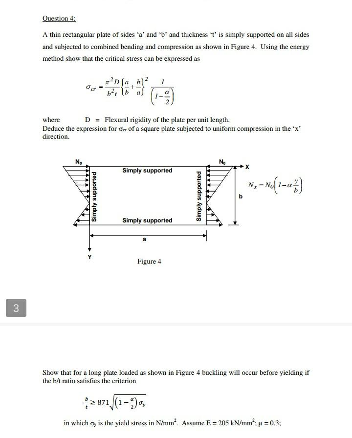 Question 4: A thin rectangular plate of sides 'a' and | Chegg.com