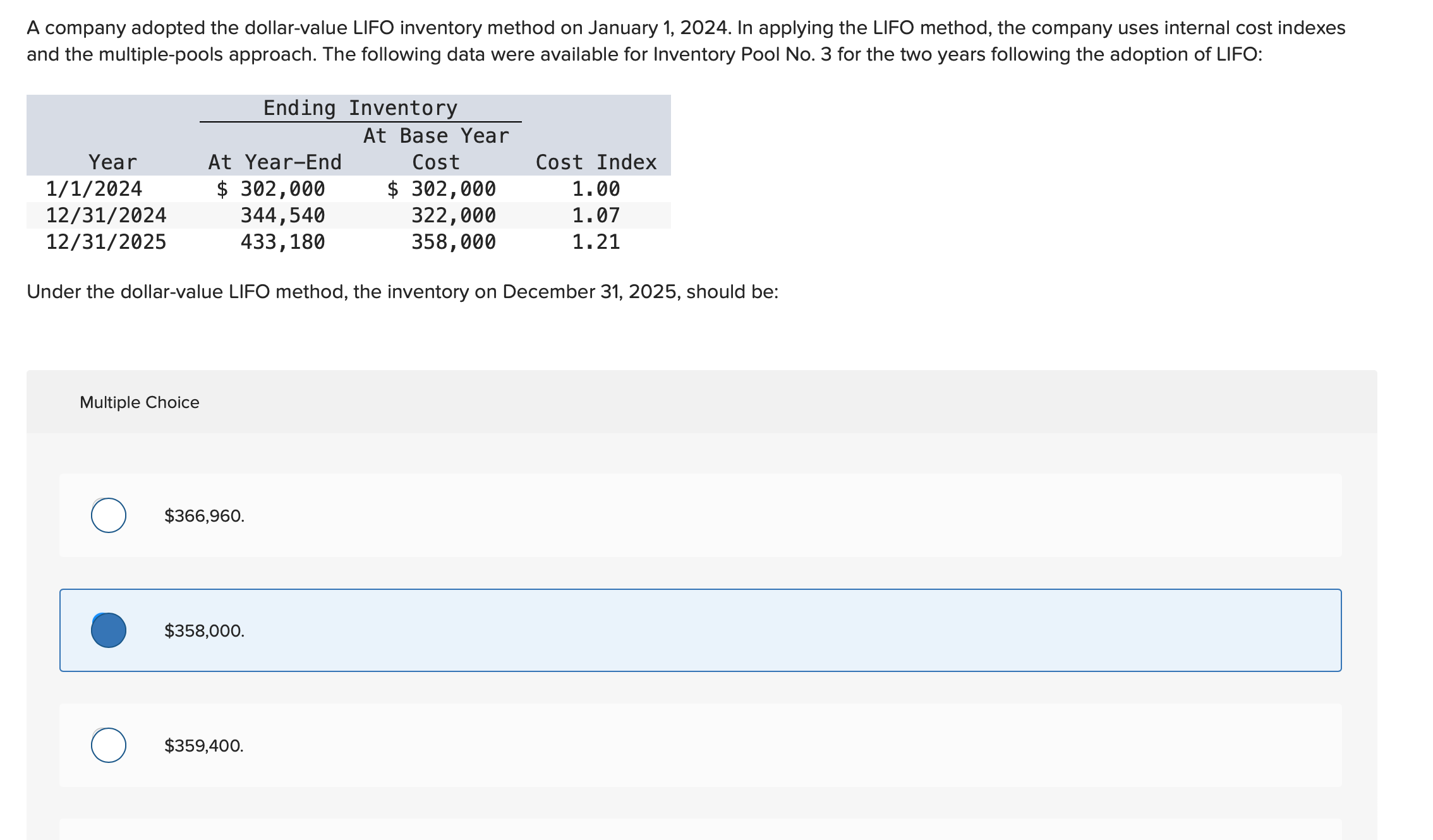 Solved A company adopted the dollarvalue LIFO inventory