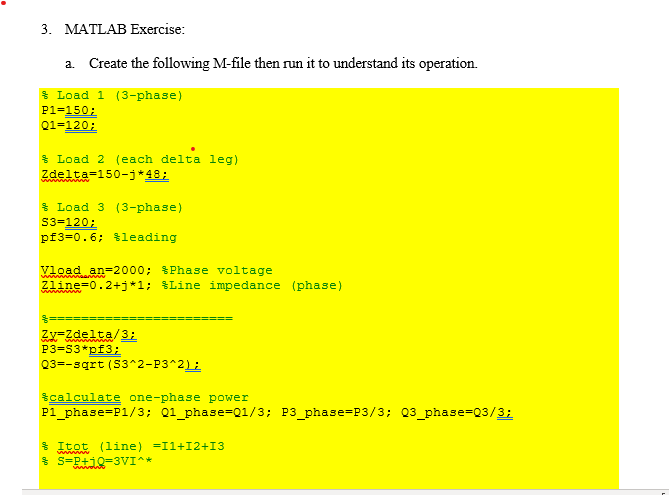Solved 3. MATLAB Exercise: a. Create the following M-file | Chegg.com