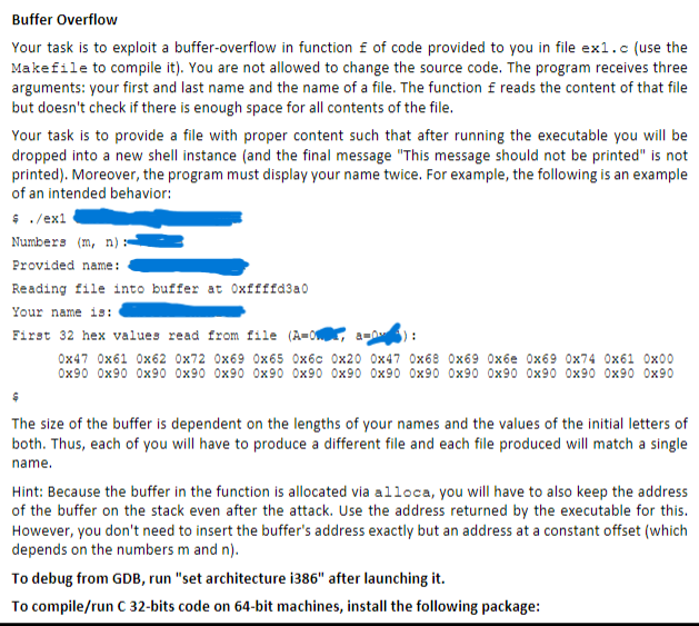 Solved Buffer OverflowYour task is to exploit a | Chegg.com
