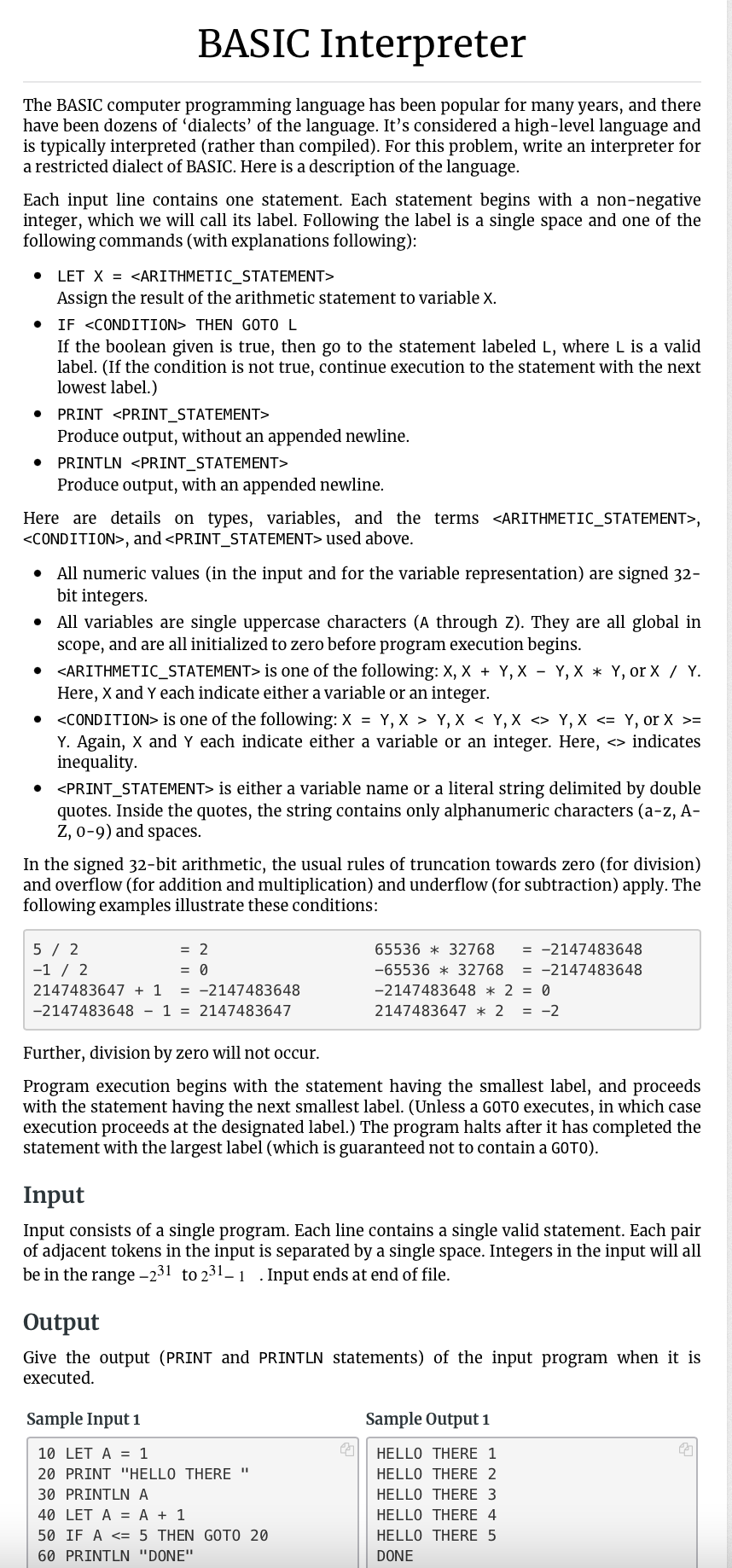 BASIC Interpreter The BASIC computer programming | Chegg.com