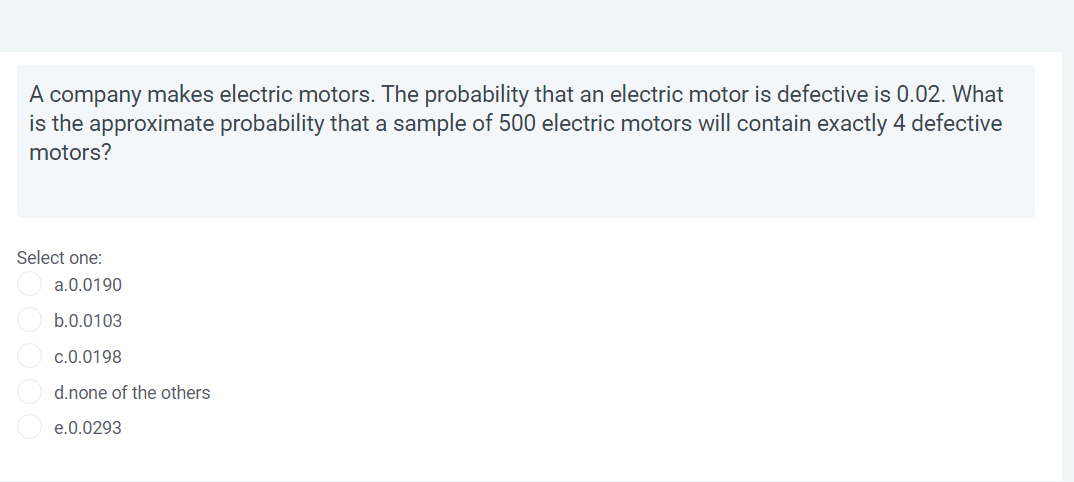 Solved A Company Makes Electric Motors. The Probability That | Chegg.com