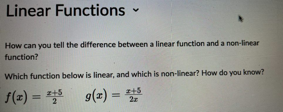 Solved Linear Functions V How can you tell the difference | Chegg.com